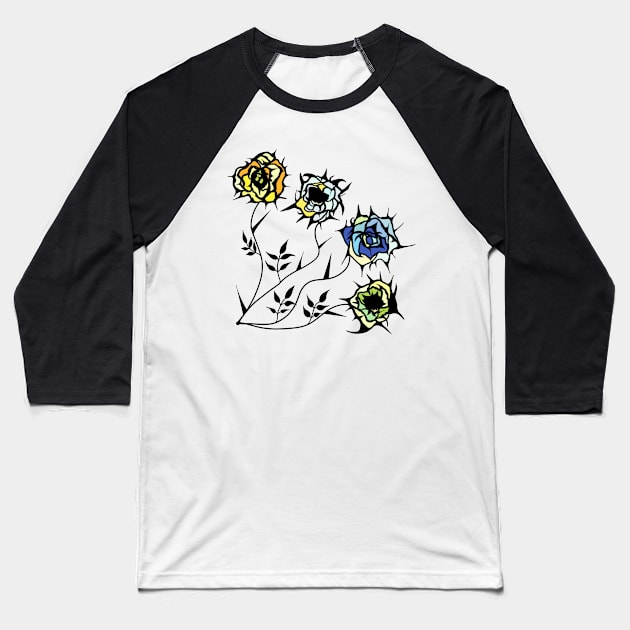 SPIKED ROSES Baseball T-Shirt by aroba